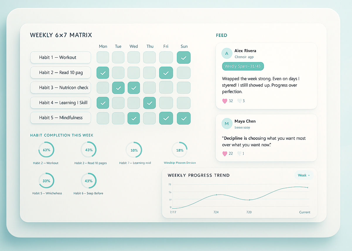 Screens from the unfohld progress app